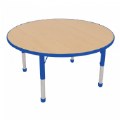 Primary Thumbnail of Nature Color Chunky 42" Round Table with 21-30" Adjustable Legs - Blue