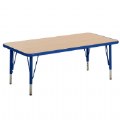 Nature Color 30" x 36" Rectangle Table with 15" - 24" Adjustable Legs - Blue
