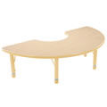 Nature Color Chunky 32"x72" Half Moon Toddler Table with 12-16" Adj. Legs - Natural