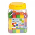 Alternate Image #3 of Wooden Assorted Color Cubes with Jar- 102 Pieces