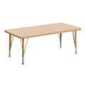 Nature Color 30" x 60" Rectangle Table with 15-24" Adjustable Legs - Natural
