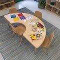 Alternate Thumbnail #5 of Nature Color 36" x 72" Half Moon Table with 21-30" Adjustable Legs - Natural