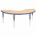 Nature Color 36" x 72" Half Moon Table with 15-24" Adjustable Legs - Blue