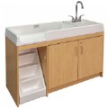 Walk Up Changing Table w/Right Sink/Left Stairs Natural