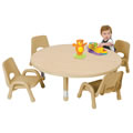 Alternate Image #5 of Nature Color Chunky 42" Round Toddler Table with 12" - 16" Adjustable Legs - Natural