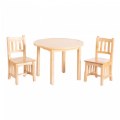 Wooden Round Mission Table with 2 Chairs