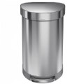 Alternate Image #2 of Brushed Stainless Steel Semi-Round Trash Step Can - 11.8 Gallons