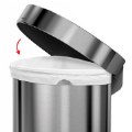 Alternate Image #3 of Brushed Stainless Steel Semi-Round Trash Step Can - 11.8 Gallons