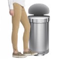 Alternate Image #4 of Brushed Stainless Steel Semi-Round Trash Step Can - 11.8 Gallons