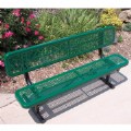 6' Bench with Back - Portable Perforated - Green