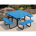 Square Portable Table Perforated - Blue