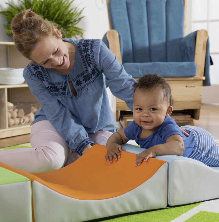 Infant Crawling on Steps and Ramp Climber