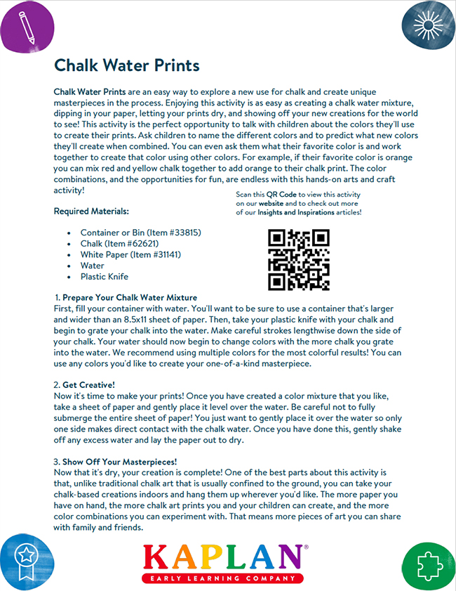 Chalk Water Prints Kaplan Early Learning Company