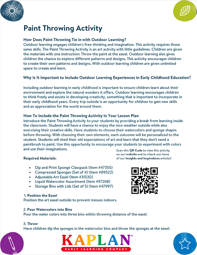 Paint Throwing Activity Kaplan Early Learning Company