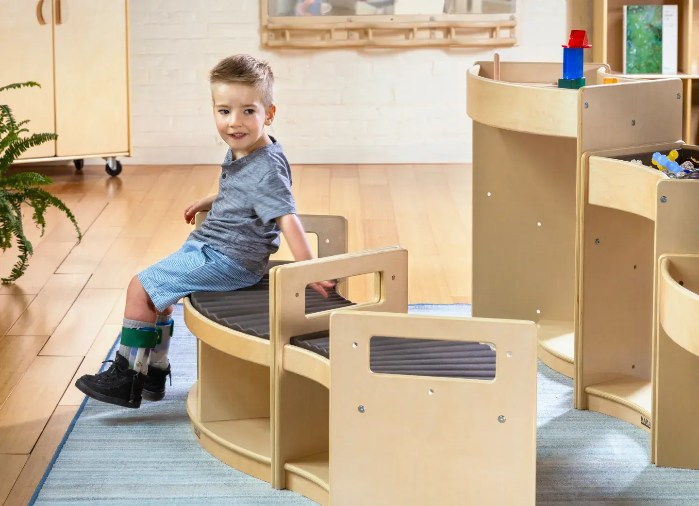 Preschool classroom arranged with Carolina Connections furniture