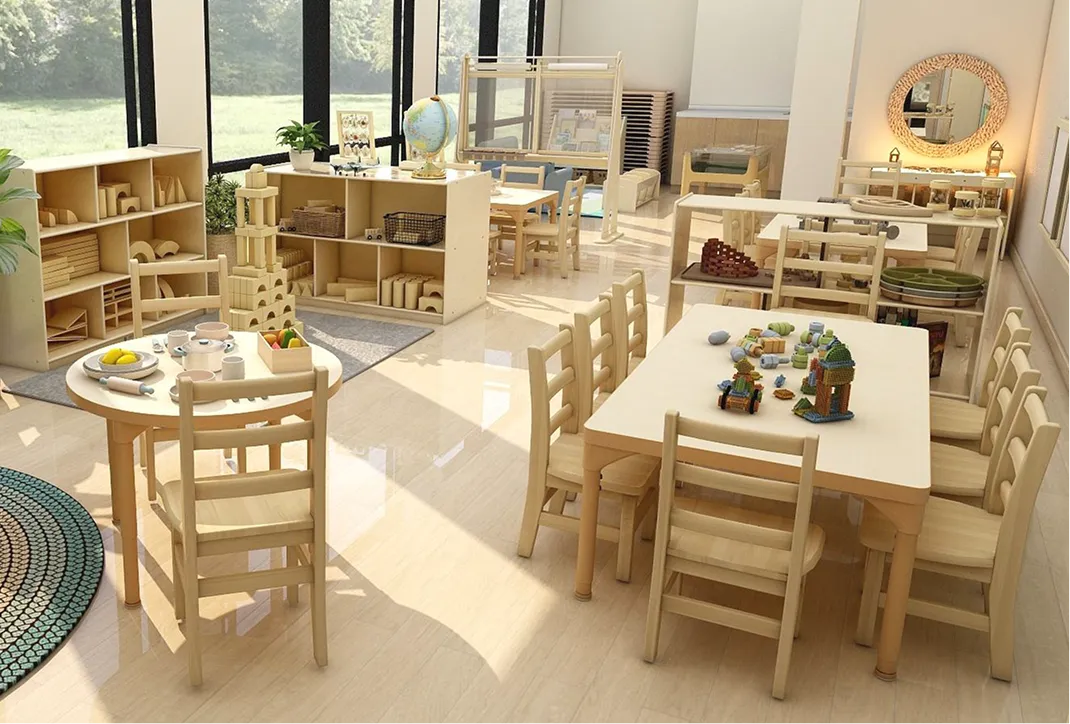 3D rendering of a preschool classroom