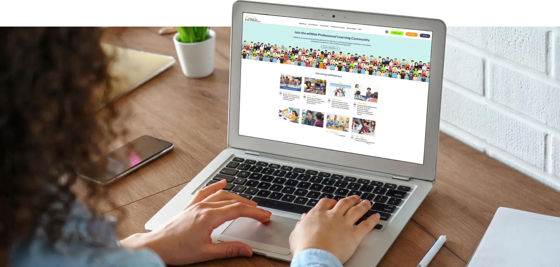 Woman registering for a webinar on a laptop