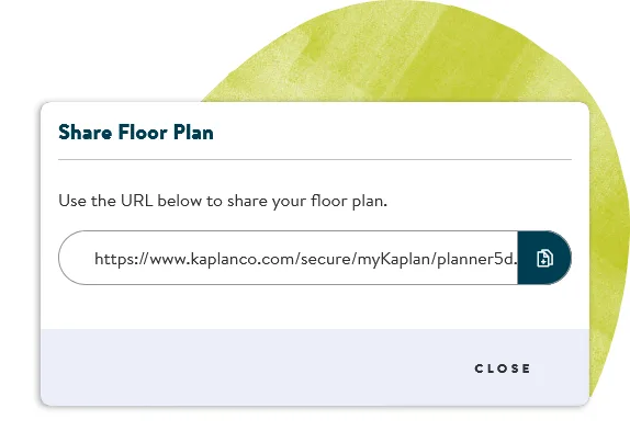 Screenshot of FloorPlanner showing sharing dialog with options