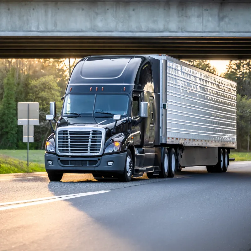 Tractor-trailer truck on a highway