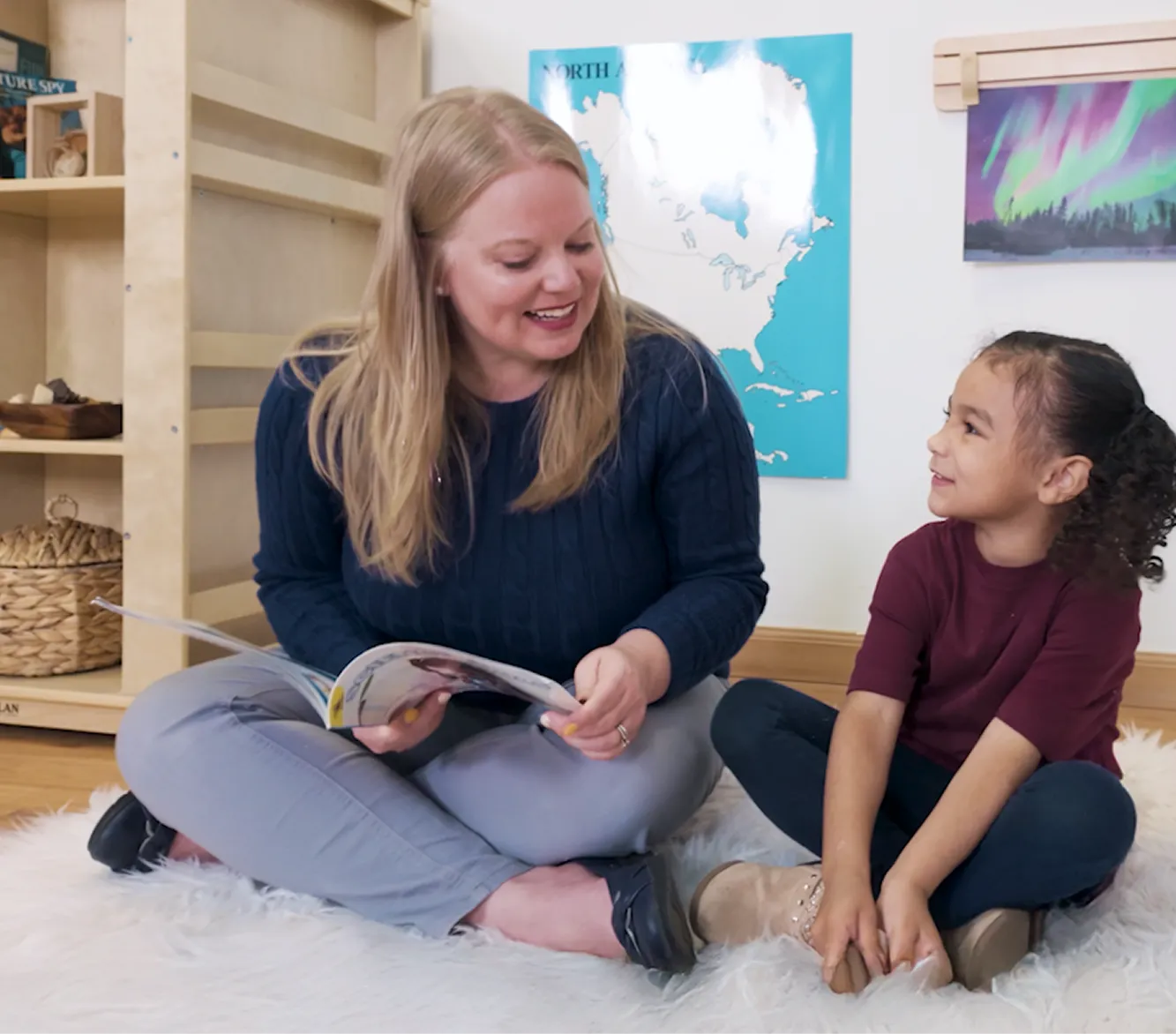 Teacher using an assessment with a child