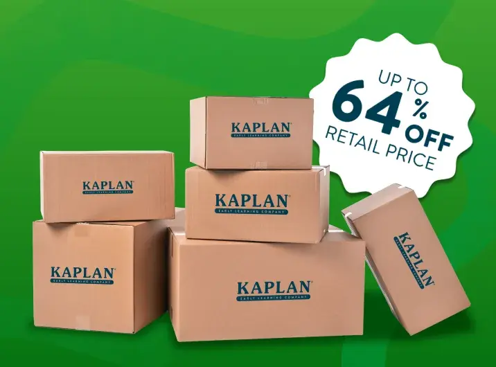 Image of a Kaplan catalog open to a spread of preschool furniture with the cover for the Kaplan Infants, Toddlers, and Twos catalog to the side