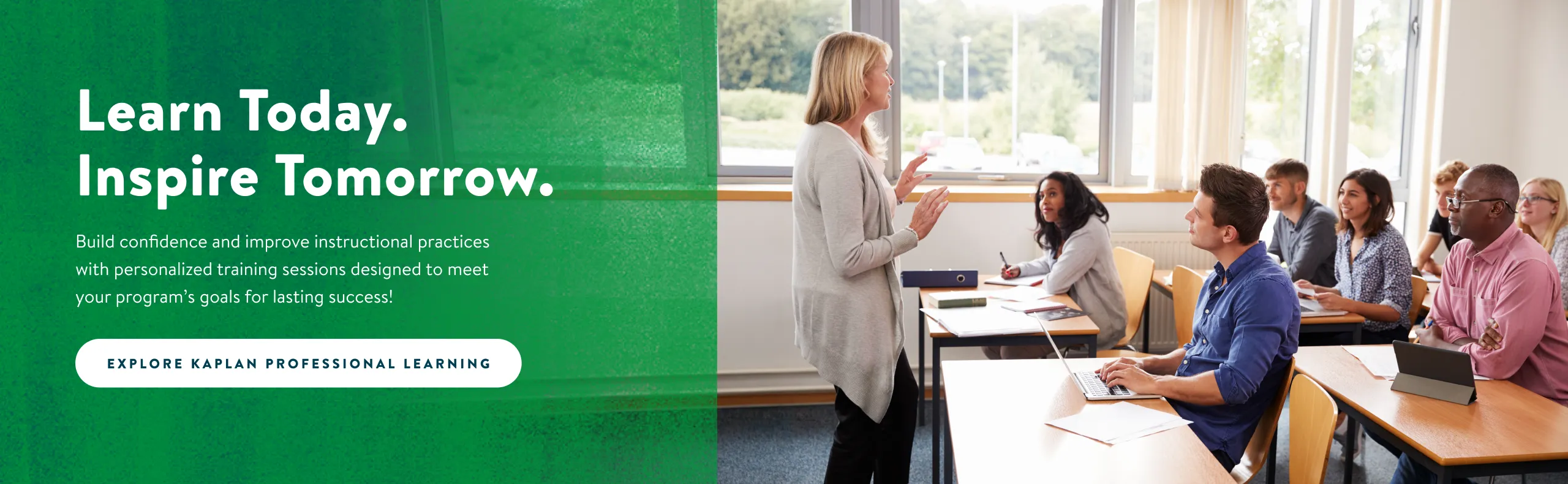 Woman teaching adult students
