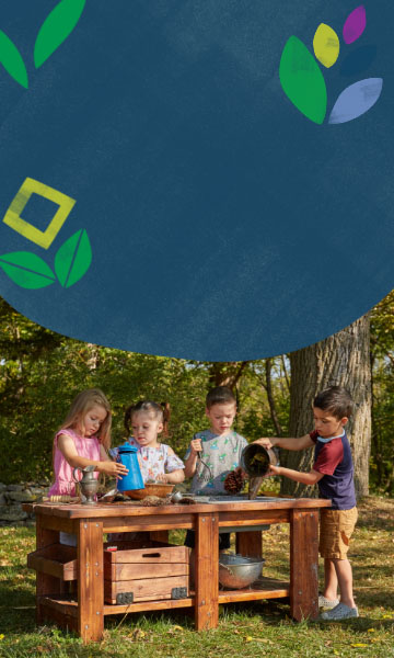 Children outside playing at the Nature to Play Mud Kitchen